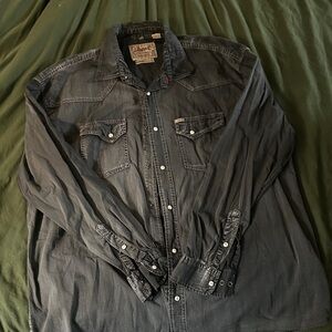 Men's Dark Gray Denim Shirt Jacket